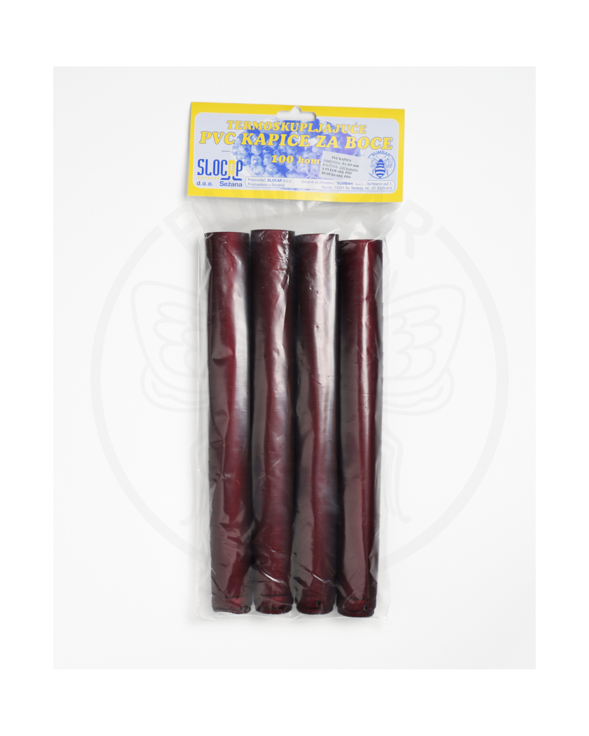 paket od 100 komada pvc kapica 31x60 bordo ukrasna