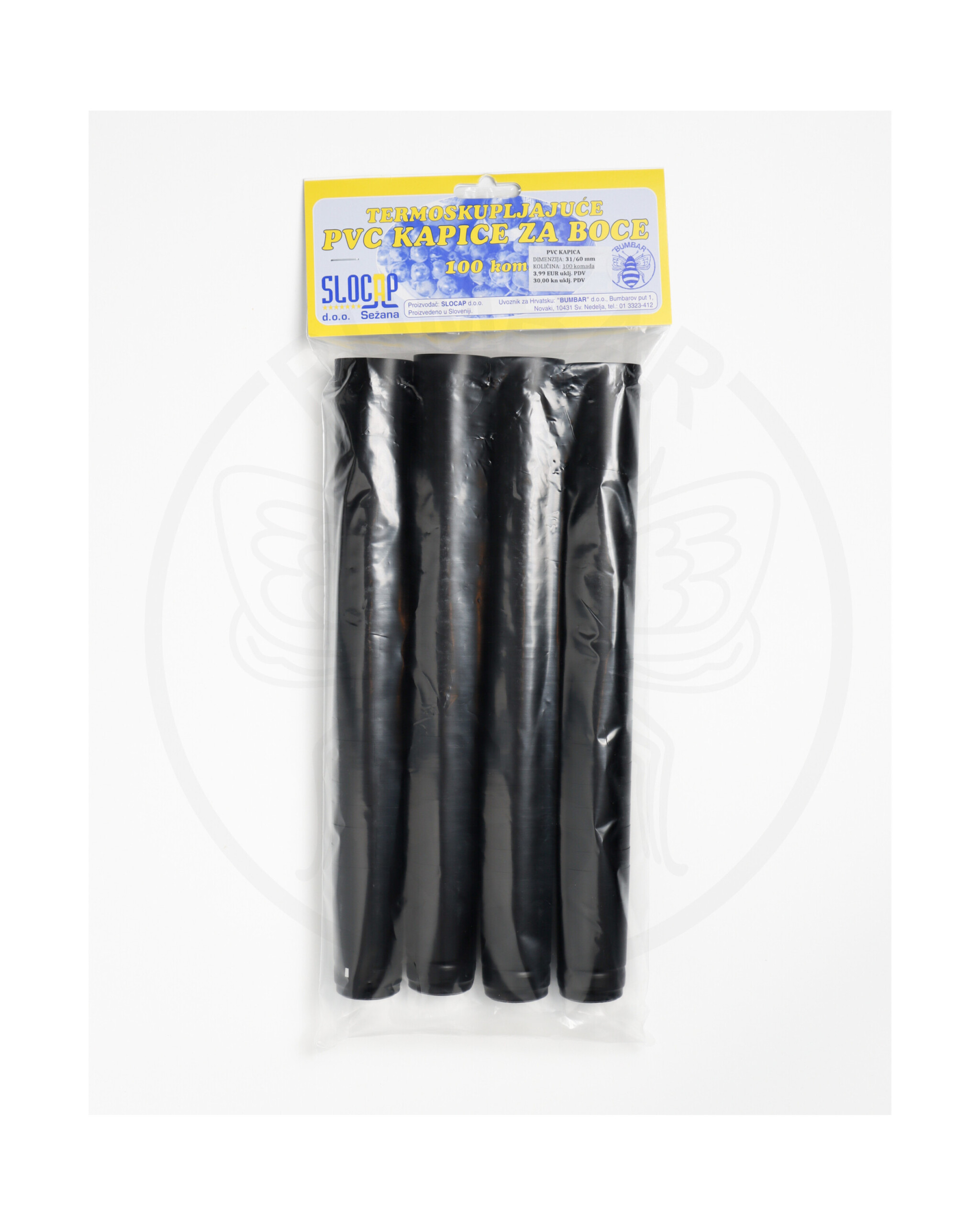 paket od 100 komada pvc kapica 31x60 crna sjaj ukrasna