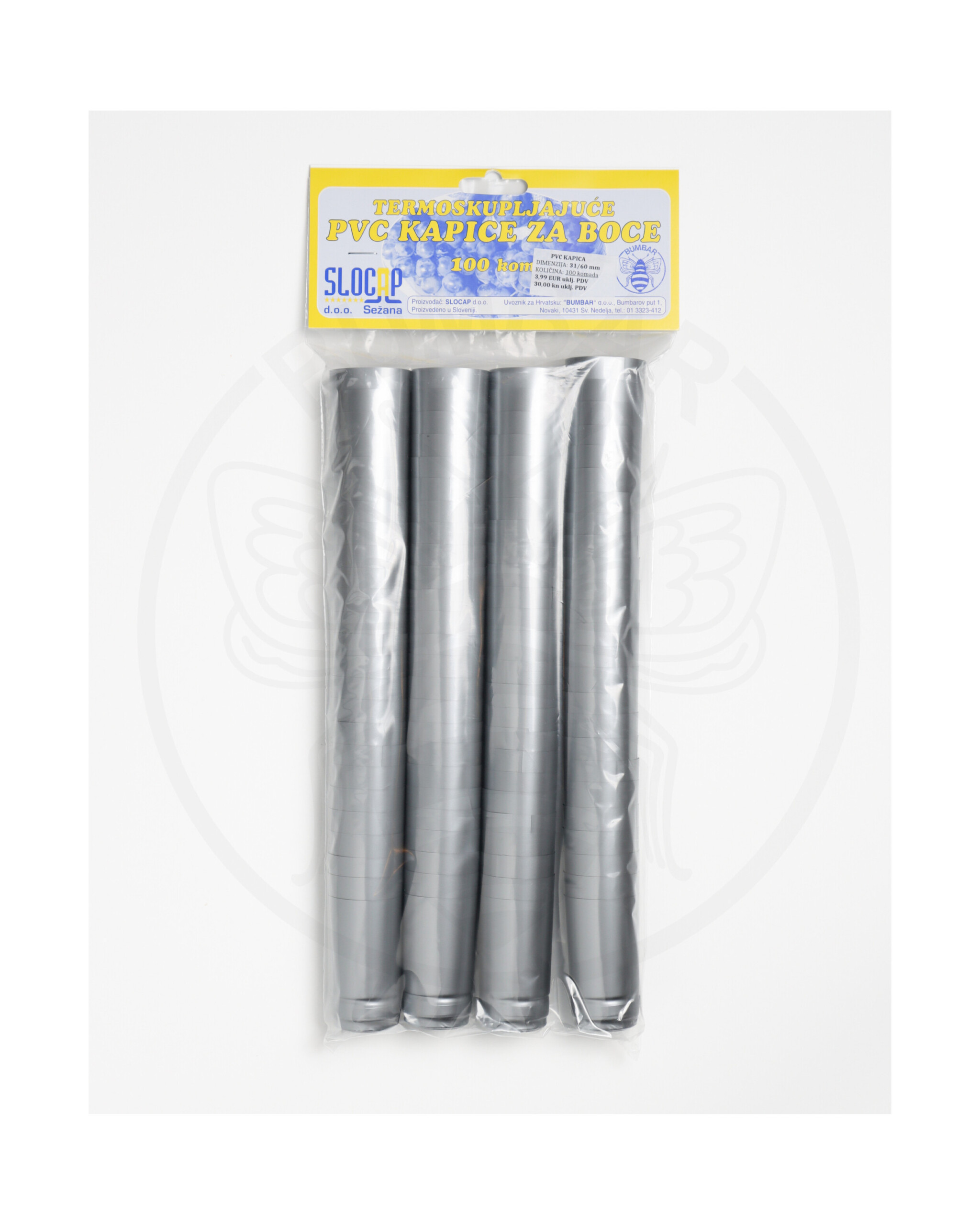 paket od 100 komada pvc kapica 31x60 srebrna ukrasna