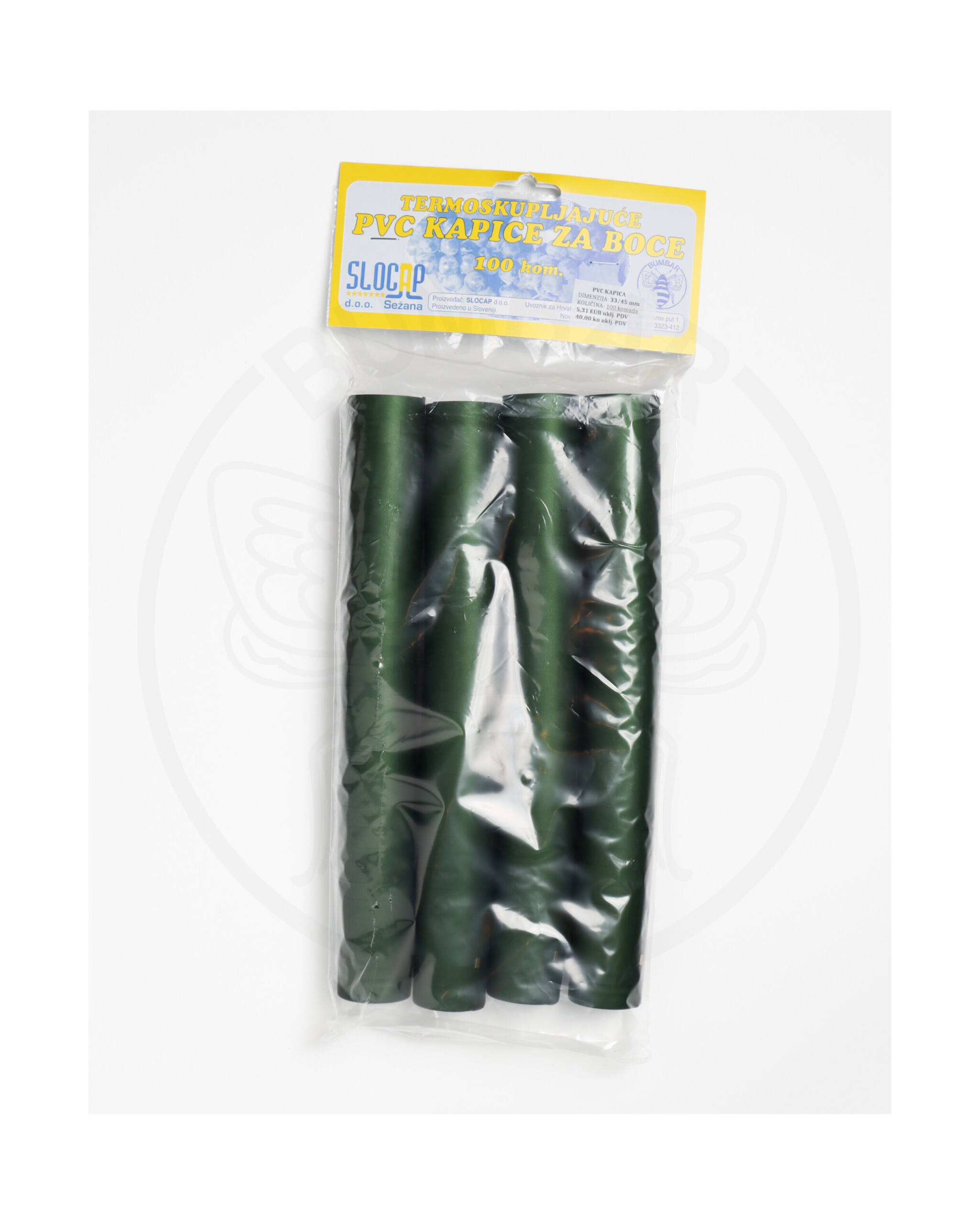 paket od 100 komada pvc kapica 33x45 zelena tamna ukrasna