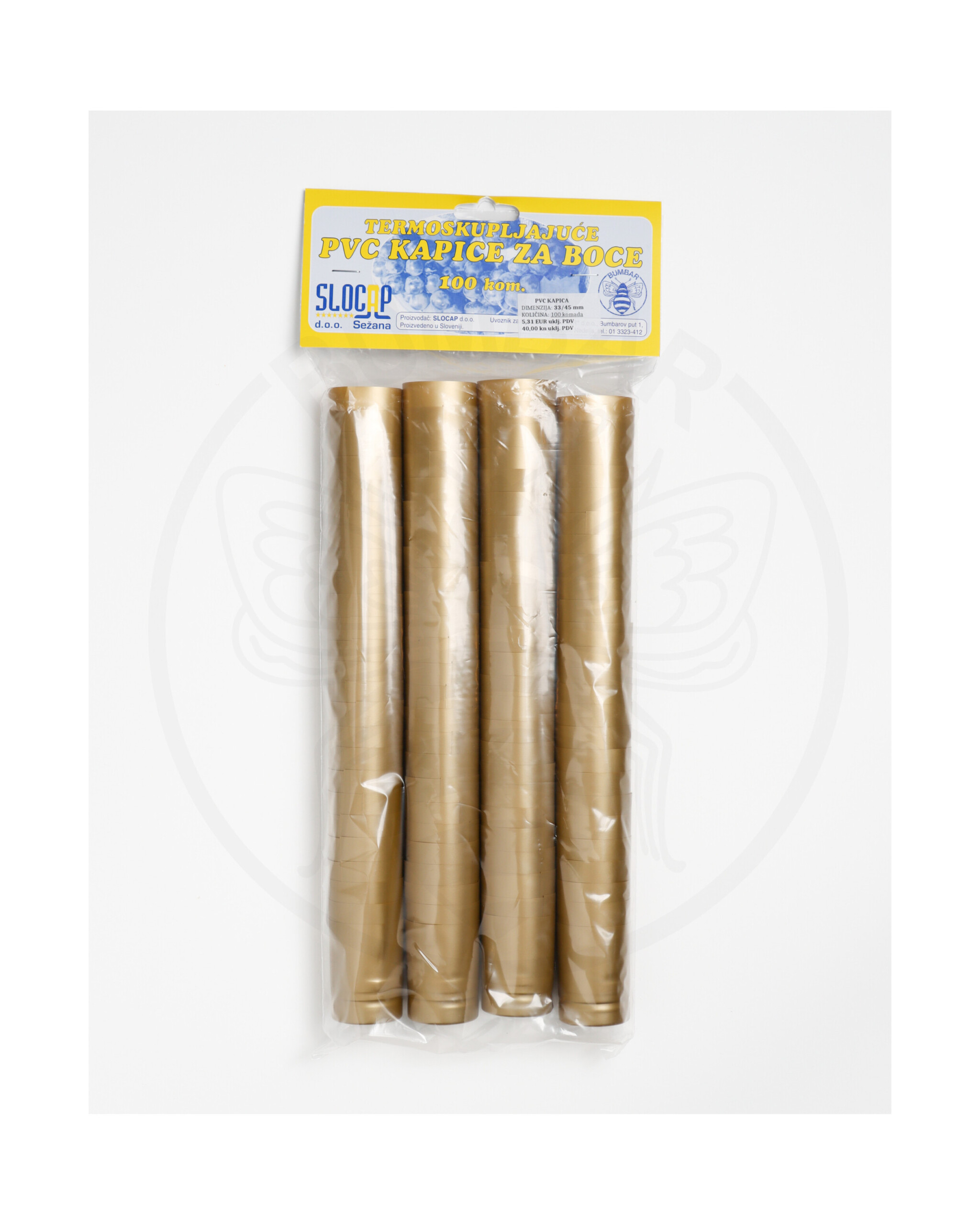 paket od 100 komada pvc kapica 33x45 zlatna ukrasna