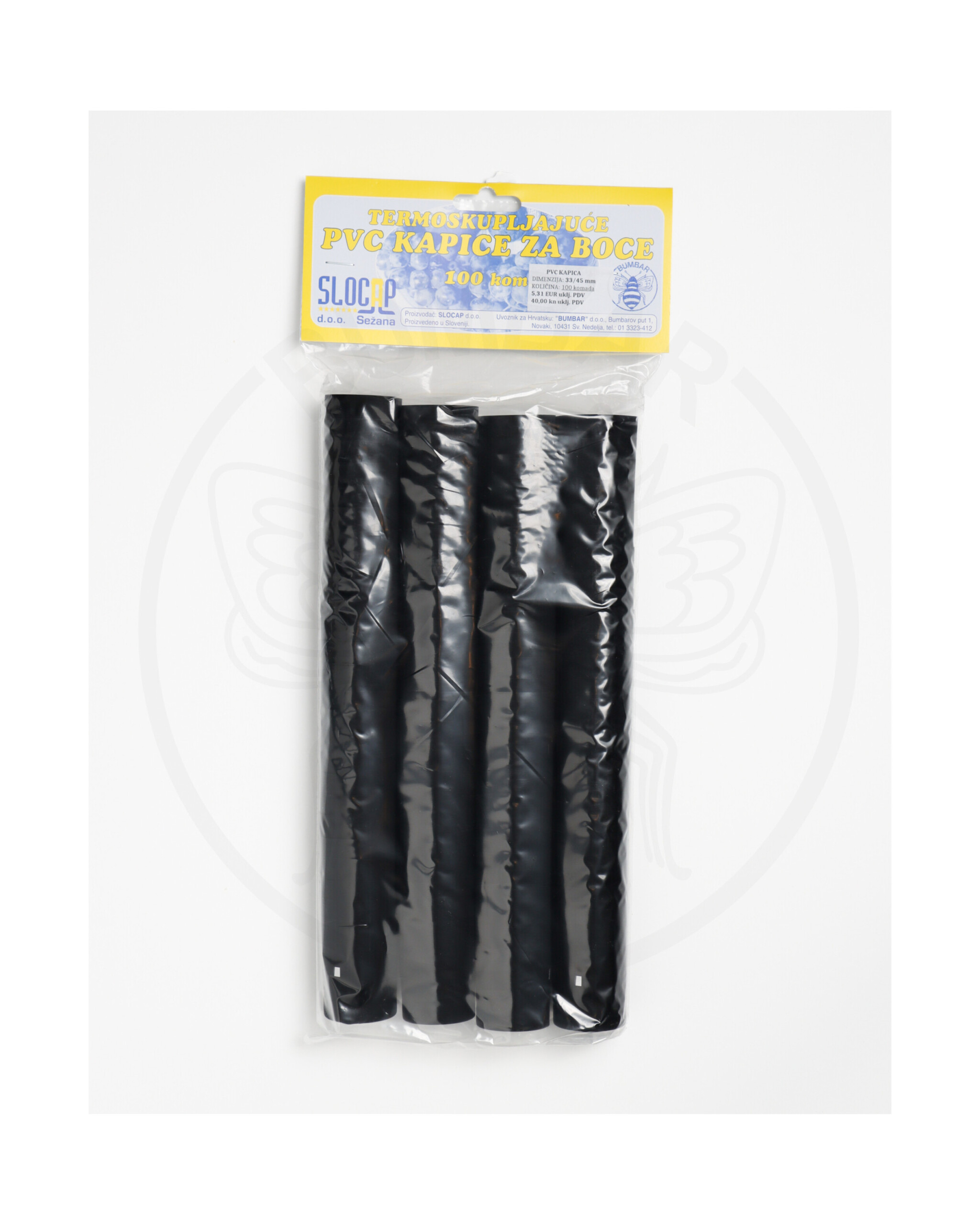 paket od 100 komada pvc kapica 33x45 crna ukrasna