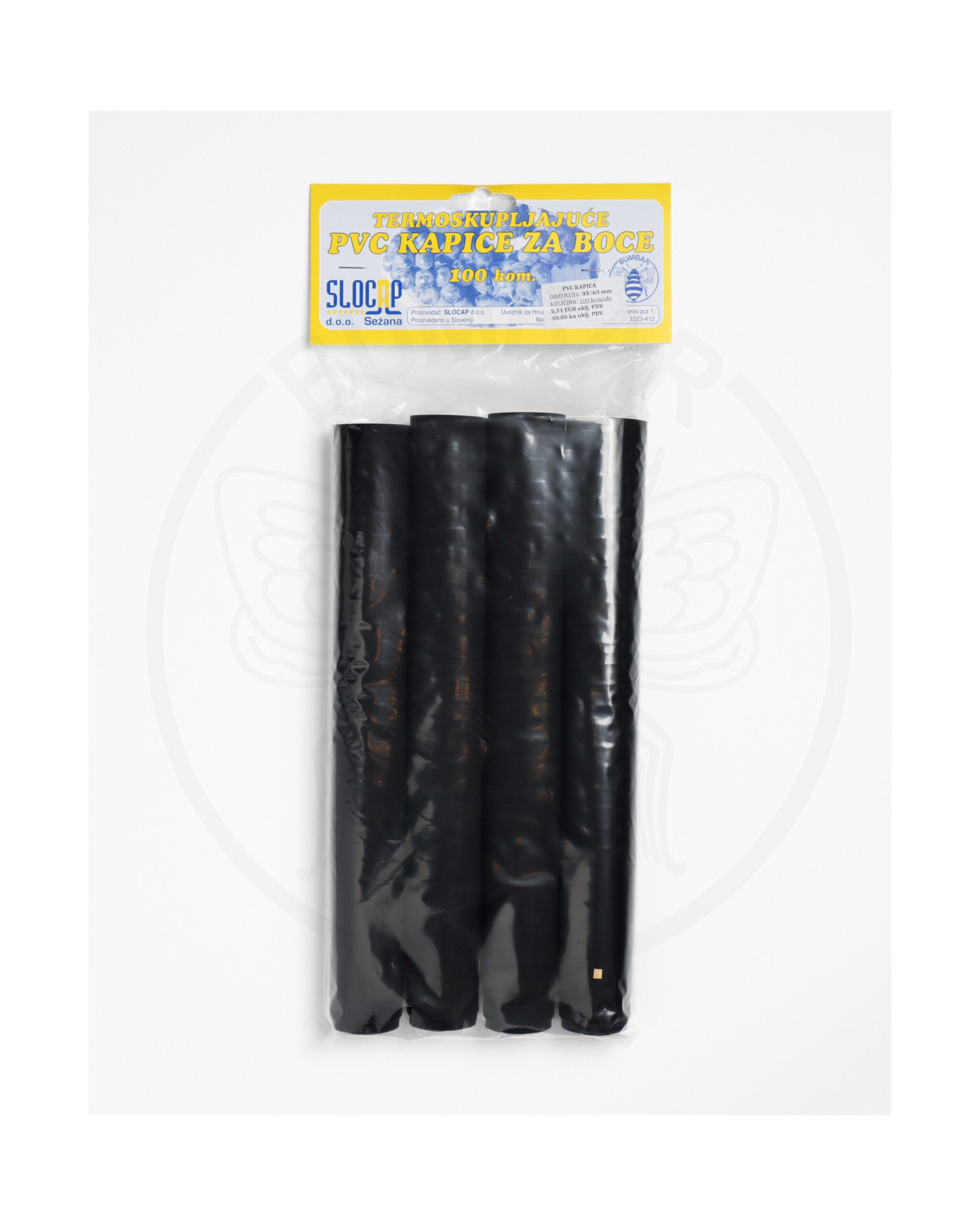 paket od 100 komada pvc kapica 33x60 crna ukrasna