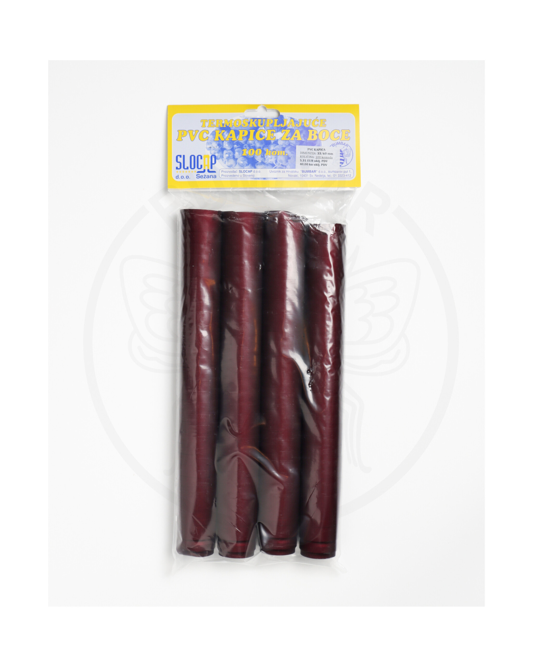 paket od 100 komada pvc kapica 33x60 tamna bordo ukrasna