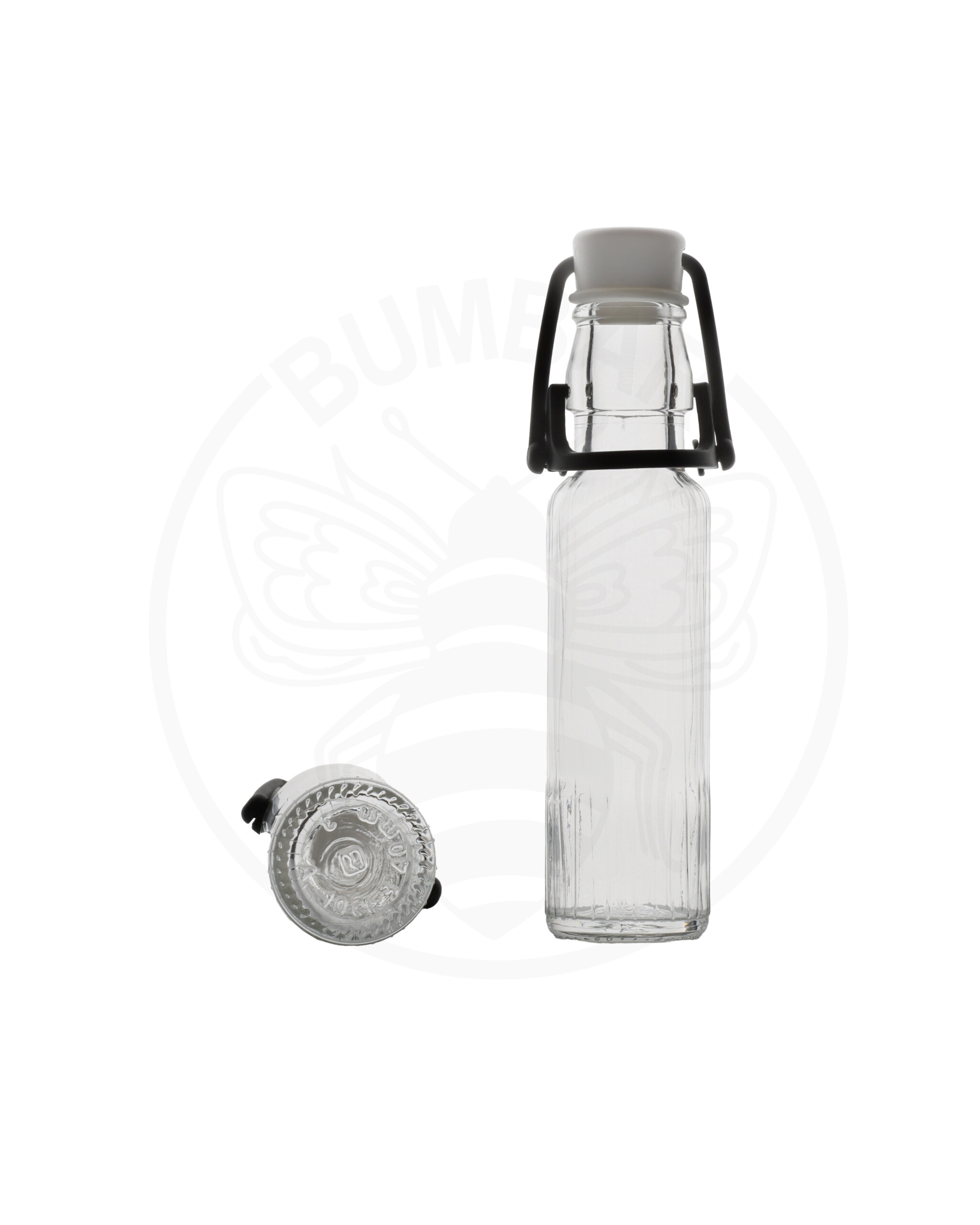 Staklena boca Rigata od 100 ml s mehaničkim zatvaračem prozirne boje