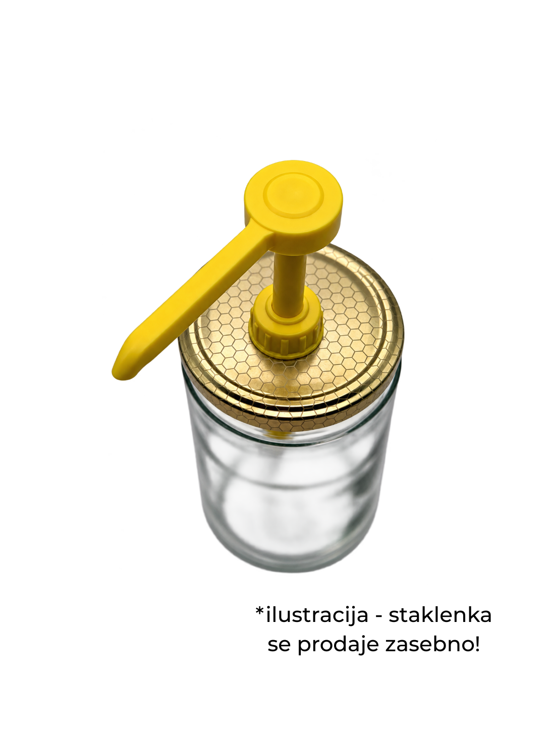 Prikaz pumpice za med s motivom saća