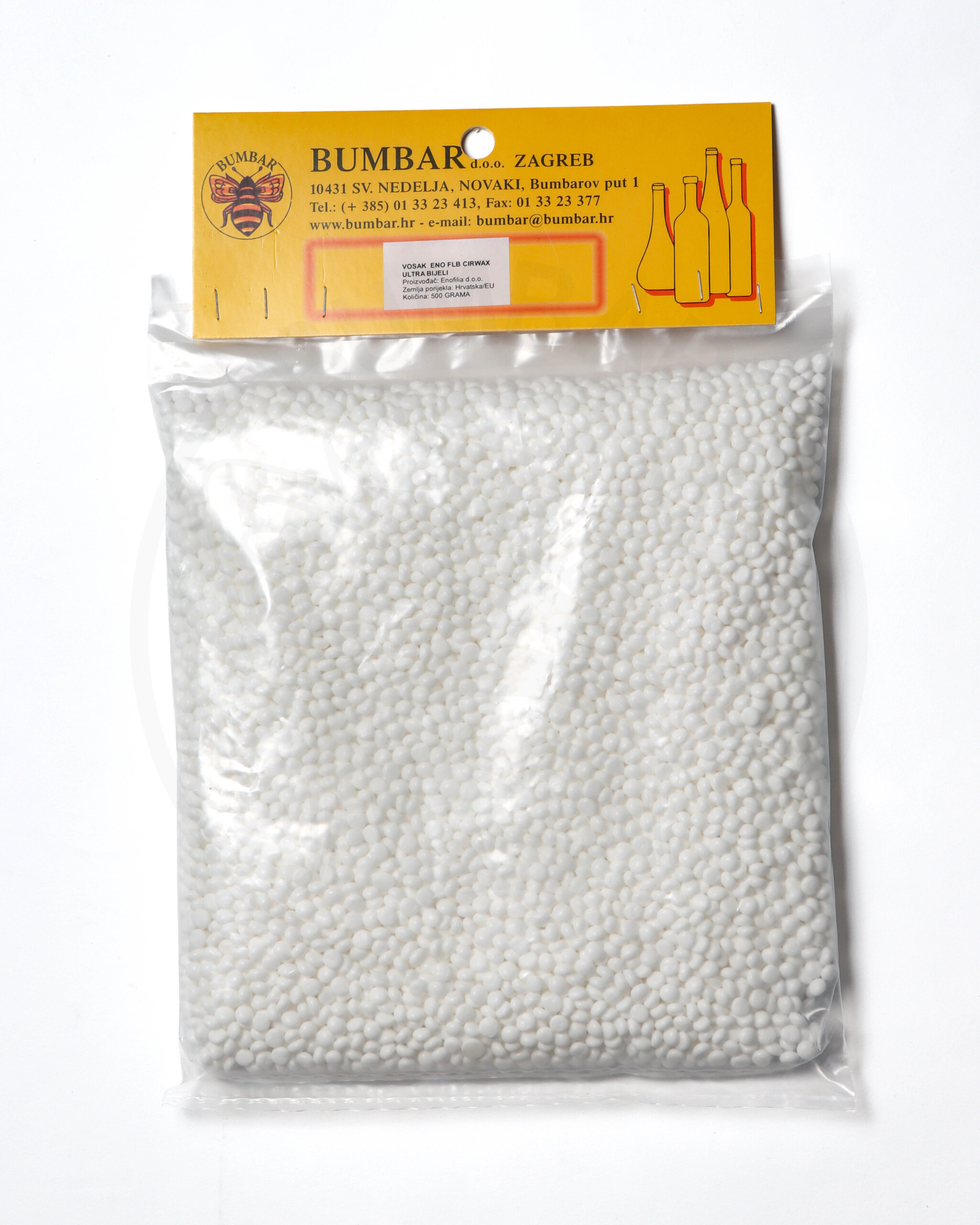 Vosak za podrumare u granulama, pakiran u pakiranje od 500g, bijele boje