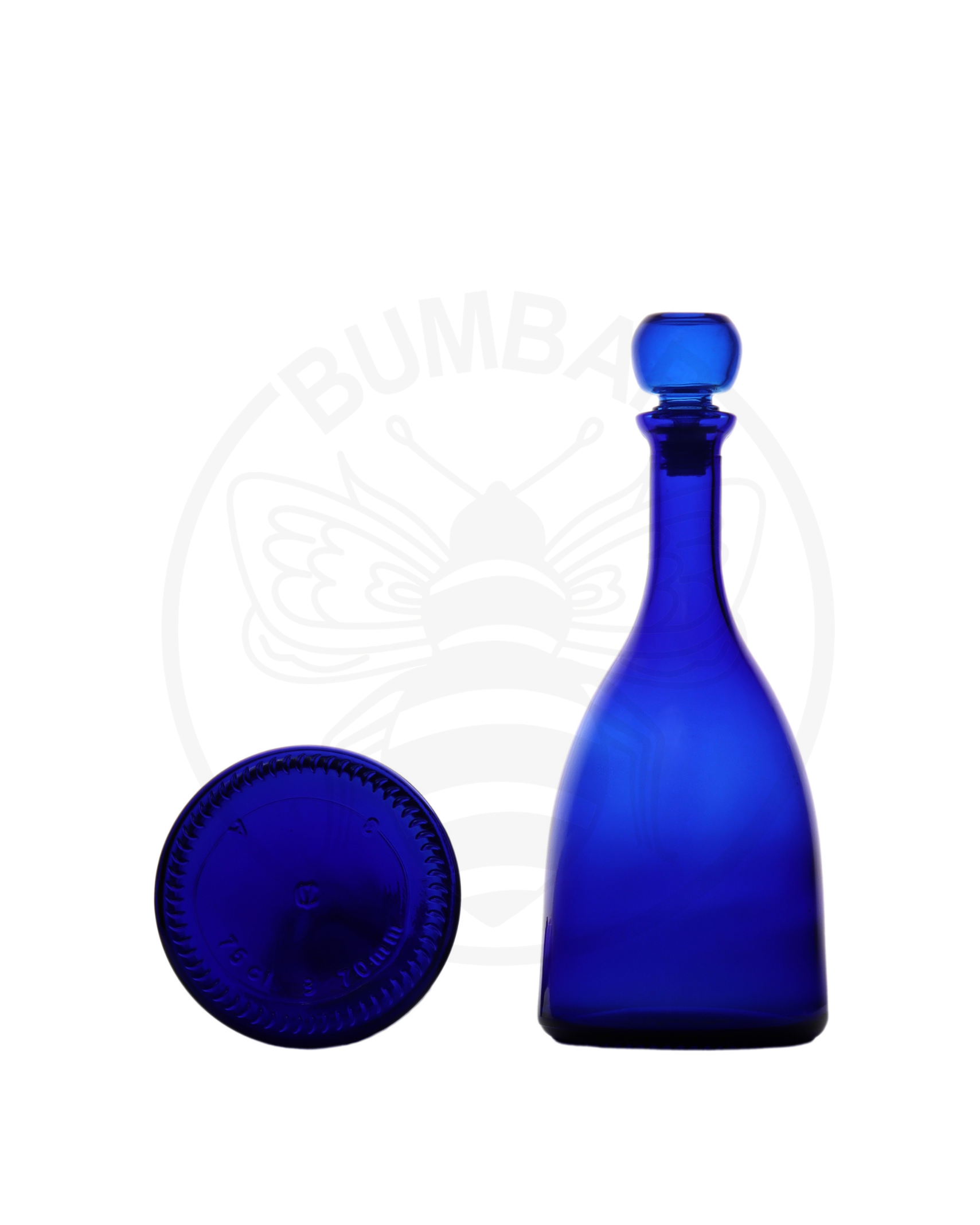 Staklena boca Viola od 750 ml s čepom, od plavog stakla