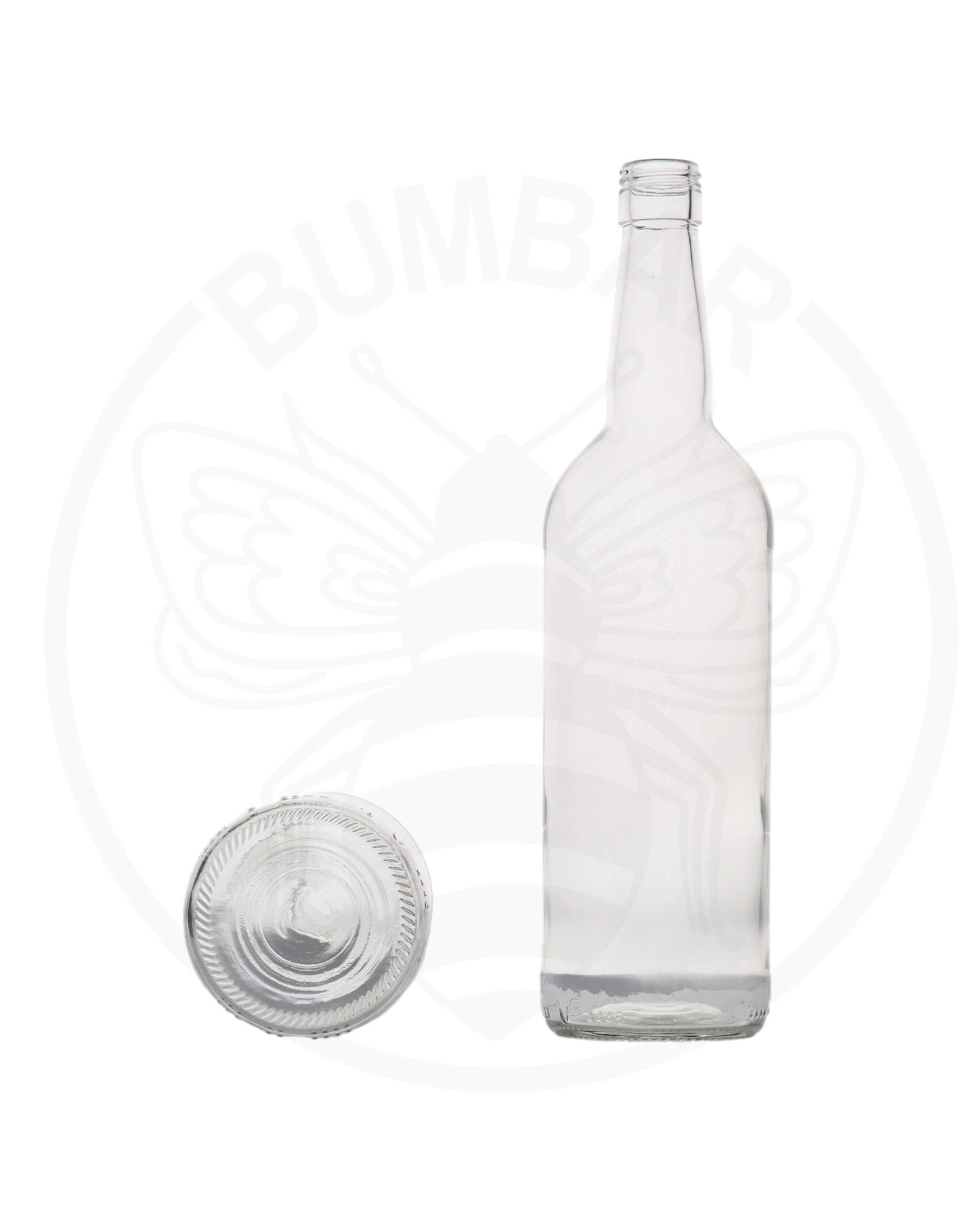 Staklena boca Rum 1000 ml, prozirne boje i zapremnine od 1000 ml sa navojnim zatvaranjem
