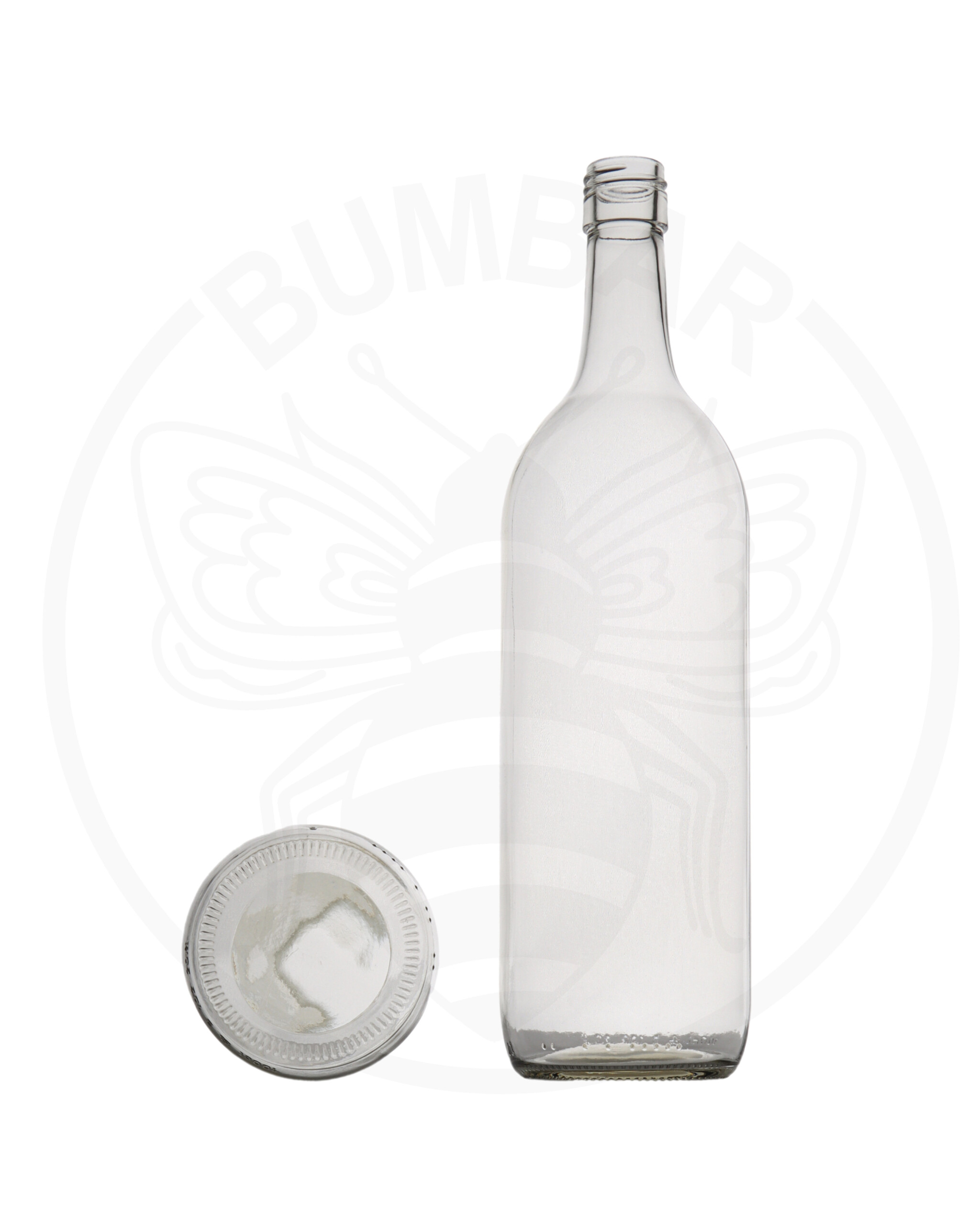 staklena boca Bordo na navoj BVS od 1000 ml prozirna