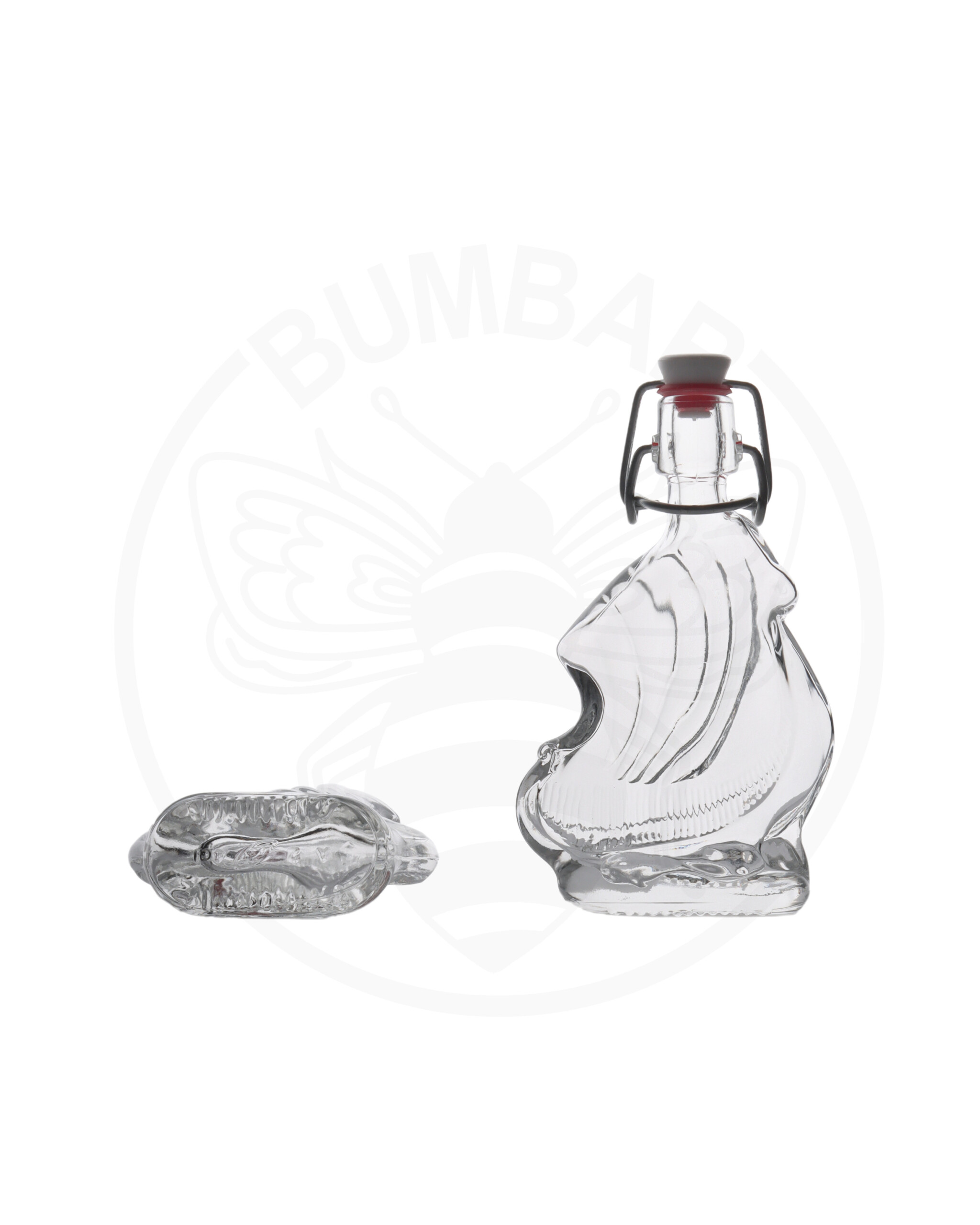 staklena boca Veliero oblika jedrenjaka od 40 ml prozirna s mehaničkim zatvaračem