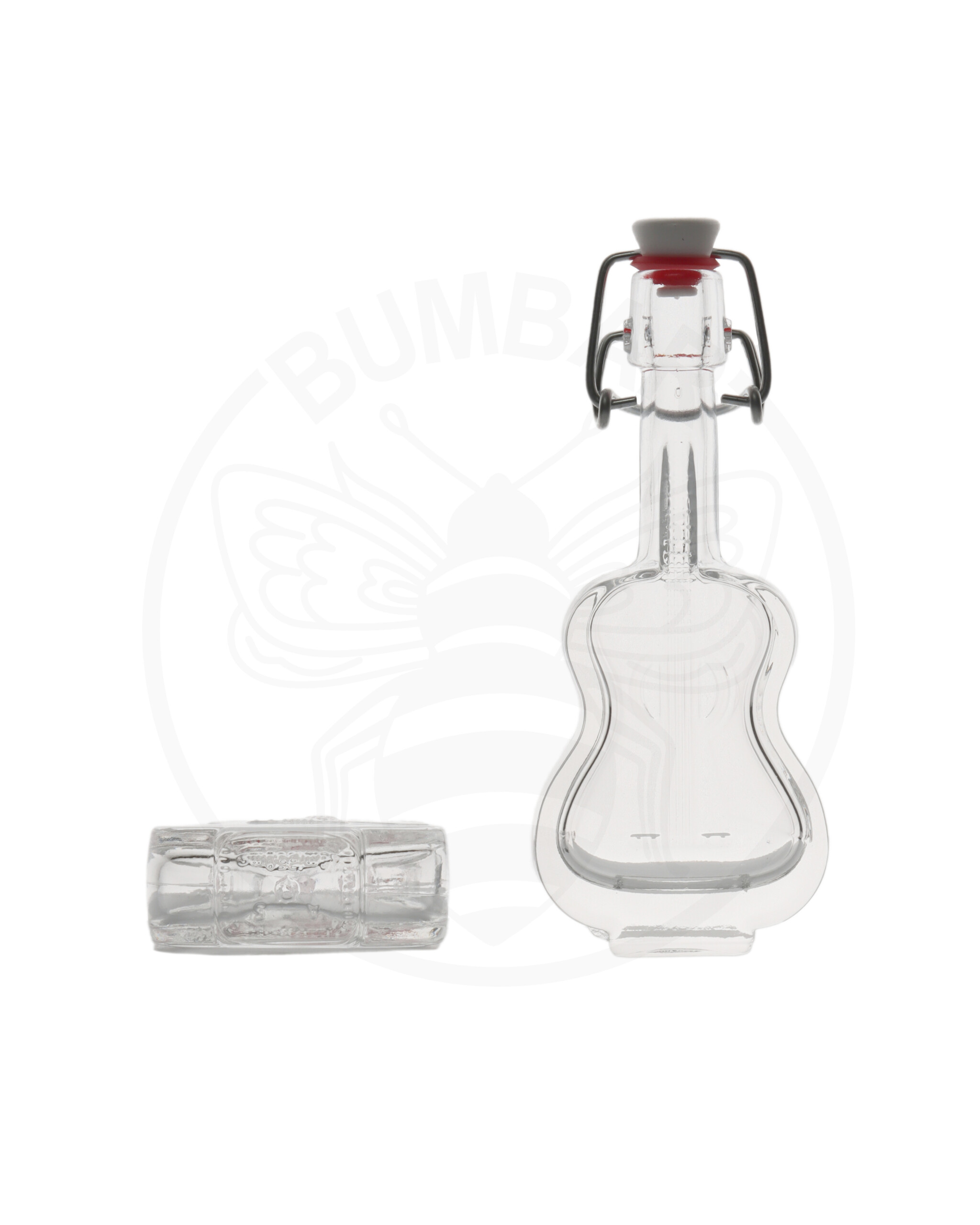 staklena boca oblika gitare od 40 ml prozirna s mehaničkim zatvaračem