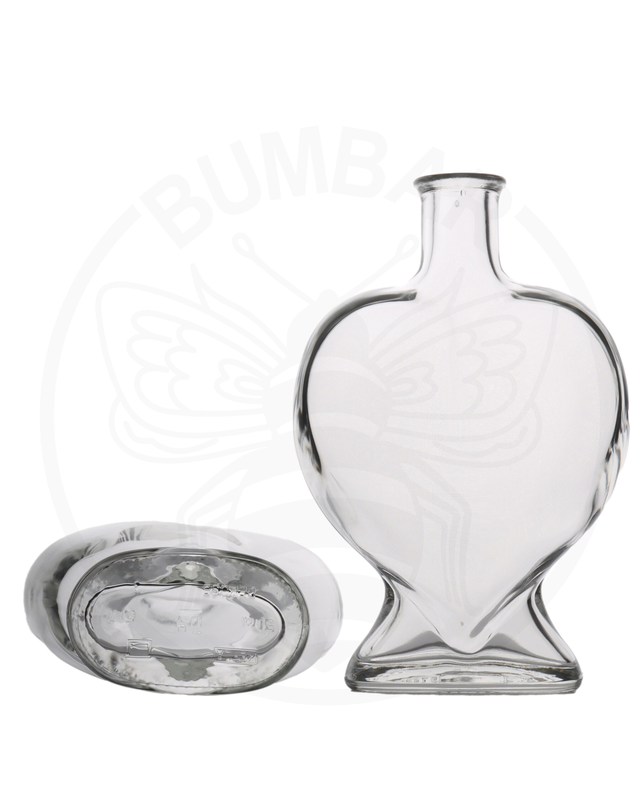 staklena boca Cuore oblika srca od 500 ml prozirna