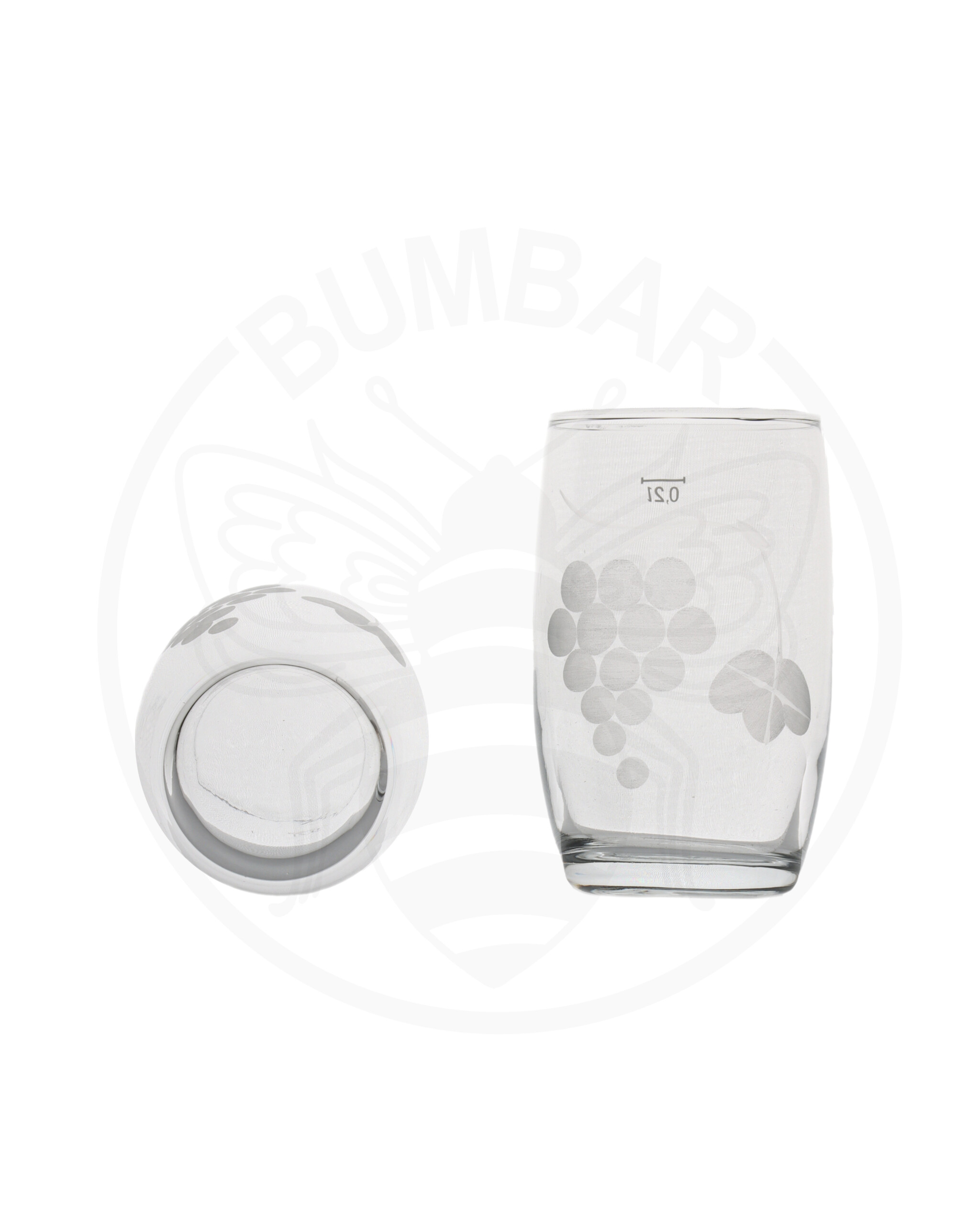 staklena čaša od 200 ml s otiskom grozda